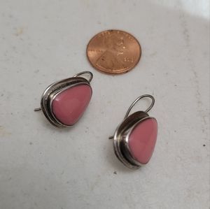 Sterling silver pink stone earrings